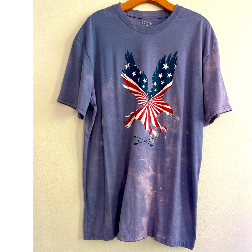 Home Of The Brave T-Shirt Unisex XXL Purple Tie Dye American Flag Eagle 4TH July